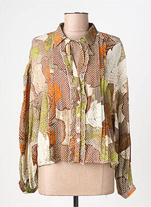 Chemisier imprimé fantaisie manches longues marron HIGH femme
