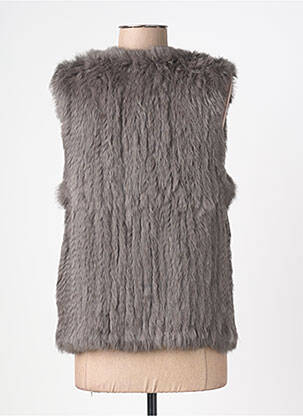 Gilet sans manche fourrure véritable gris OAKWOOD femme