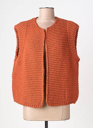 Gilet sans manche maille tricot orange STELLA FOREST femme
