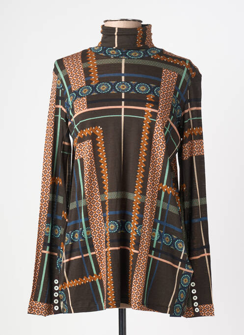 Top tissage jersey manches longues marron HIGH femme