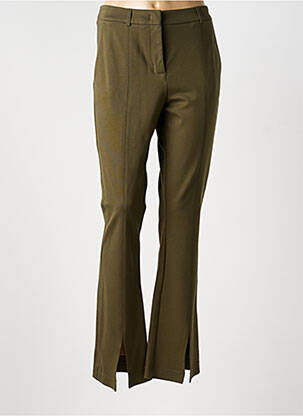 Pantalon chino fermeture zippée sous rabat avec crochet taille normale vert SUMMUM femme