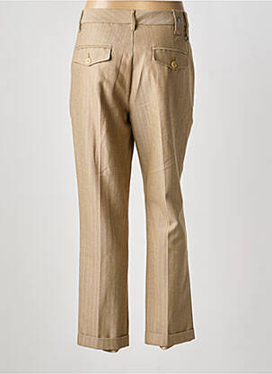 Pantalon droit tissage crêpe taille haute beige HIGH femme