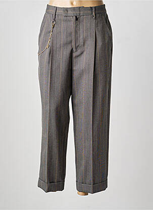 Pantalon droit taille à pinces taille haute gris HIGH femme