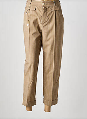 Pantalon 7/8 taille à pinces taille normale marron HIGH femme