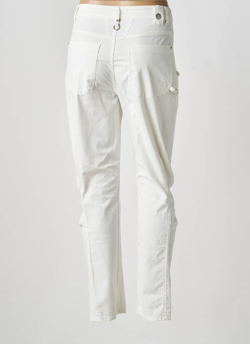 Pantalon slim tissage popeline taille haute beige HIGH femme