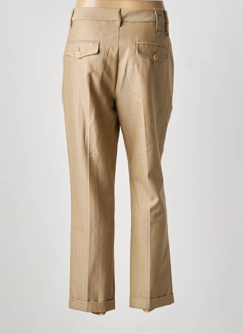 Pantalon droit tissage crêpe taille haute beige HIGH femme
