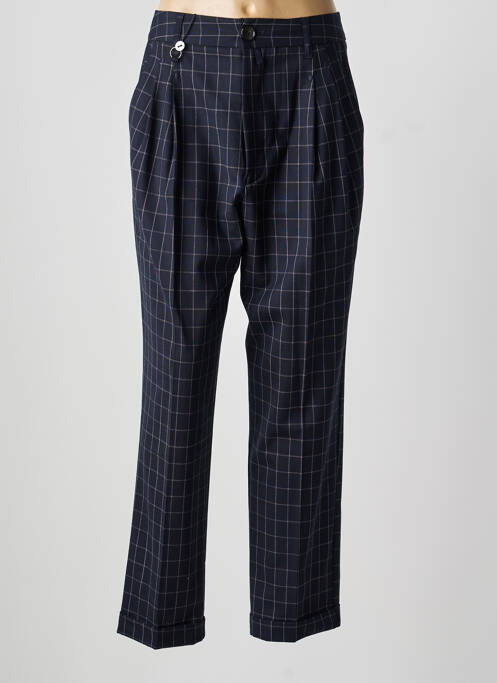 Pantalon droit tissage crêpe taille haute bleu HIGH femme