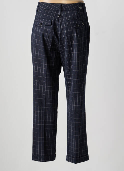 Pantalon droit tissage crêpe taille haute bleu HIGH femme
