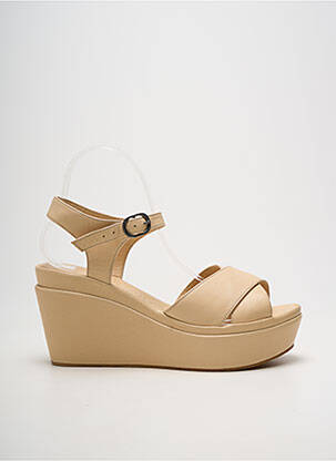 Sandales/nu pieds talon compensé talon de 7 à 9cm beige CAFE NOIR femme