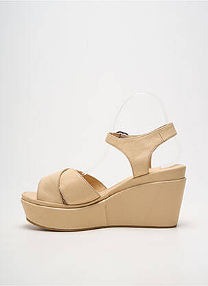 Sandales/nu pieds talon compensé talon de 7 à 9cm beige CAFE NOIR femme