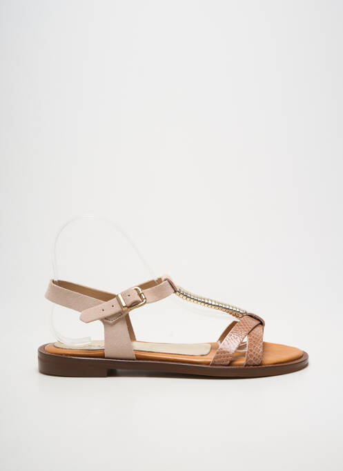 Sandales/nu pieds chiquet talon plat jusqu'à 3cm rose COCO ET ABRICOT femme