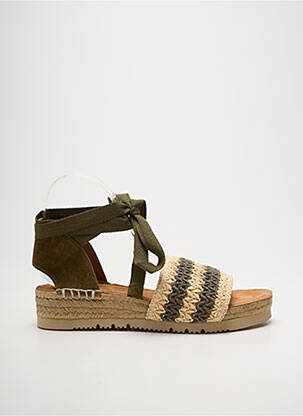 Espadrilles fermeture lacets talon de 4 à 6cm vert UNISA femme