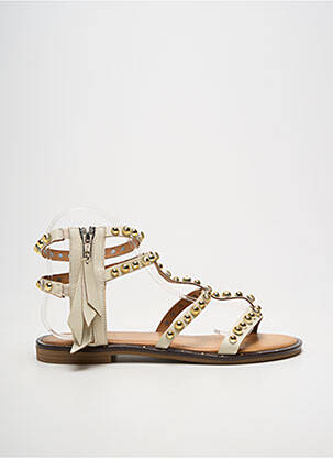Sandales/nu pieds chiquet talon plat jusqu'à 3cm beige DICIOTTOPIU femme
