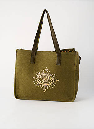 Sac coutures renforcées forme rectangulaire vert FLOWER MARKET femme