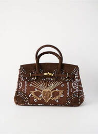 Sac coutures renforcées forme rectangulaire marron FLOWER MARKET femme