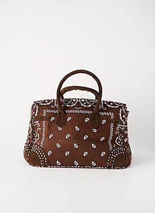 Sac coutures renforcées forme rectangulaire marron FLOWER MARKET femme