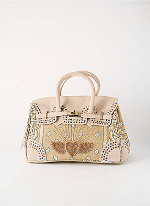 Sac type de porter main forme rectangulaire beige FLOWER MARKET femme