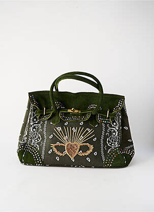 Sac coutures renforcées forme rectangulaire vert FLOWER MARKET femme