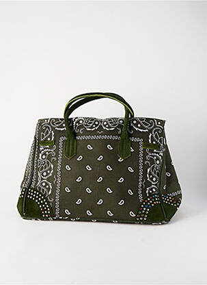 Sac coutures renforcées forme rectangulaire vert FLOWER MARKET femme