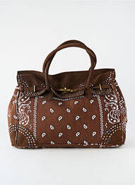Sac coutures renforcées forme rectangulaire marron FLOWER MARKET femme
