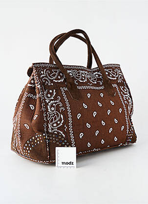 Sac coutures renforcées forme rectangulaire marron FLOWER MARKET femme