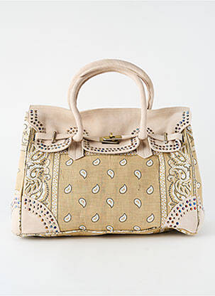 Sac coutures renforcées forme rectangulaire beige FLOWER MARKET femme