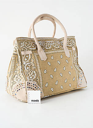 Sac coutures renforcées forme rectangulaire beige FLOWER MARKET femme