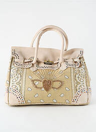 Sac coutures renforcées forme rectangulaire beige FLOWER MARKET femme