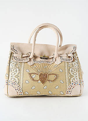 Sac coutures renforcées forme rectangulaire beige FLOWER MARKET femme