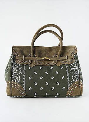 Sac doublure textile forme rectangulaire vert FLOWER MARKET femme