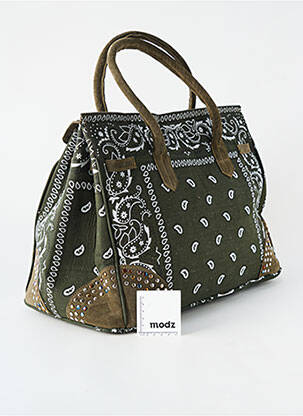Sac doublure textile forme rectangulaire vert FLOWER MARKET femme
