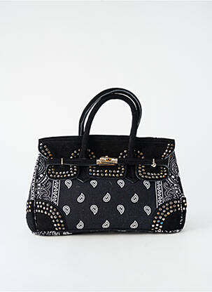 Sac coutures renforcées forme rectangulaire noir FLOWER MARKET femme