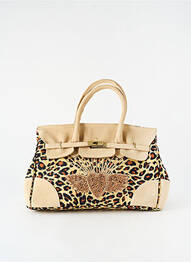 Sac cuir lisse forme rectangulaire beige FLOWER MARKET femme