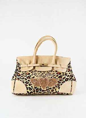 Sac cuir lisse forme rectangulaire beige FLOWER MARKET femme