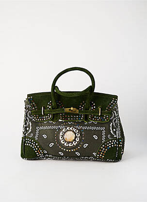 Sac doublure textile forme rectangulaire vert FLOWER MARKET femme