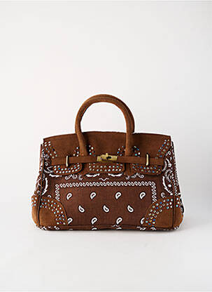 Sac type de porter main forme rectangulaire marron FLOWER MARKET femme