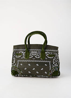 Sac doublure textile forme rectangulaire vert FLOWER MARKET femme