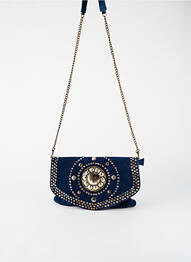 Sac coutures renforcées forme rectangulaire bleu FLOWER MARKET femme