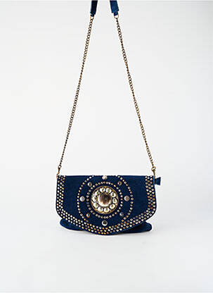 Sac coutures renforcées forme rectangulaire bleu FLOWER MARKET femme