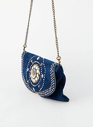 Sac coutures renforcées forme rectangulaire bleu FLOWER MARKET femme