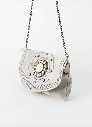 Sac doublure textile forme rectangulaire gris FLOWER MARKET femme