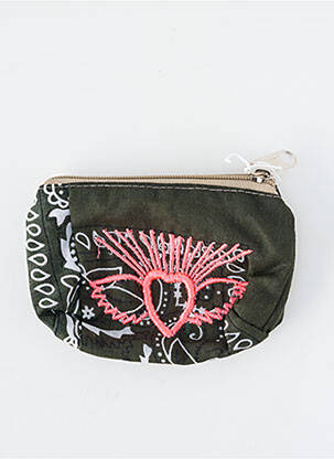 Porte-monnaie broderie vert FLEUR DE PIRATE femme