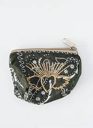 Porte-monnaie doublure textile vert FLEUR DE PIRATE femme