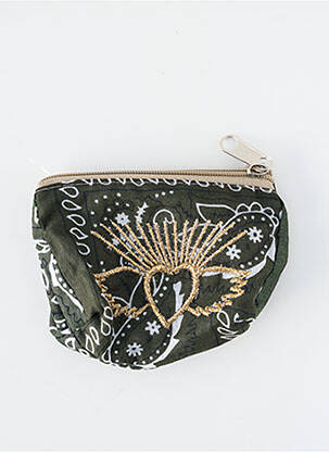 Porte-monnaie doublure textile vert FLEUR DE PIRATE femme
