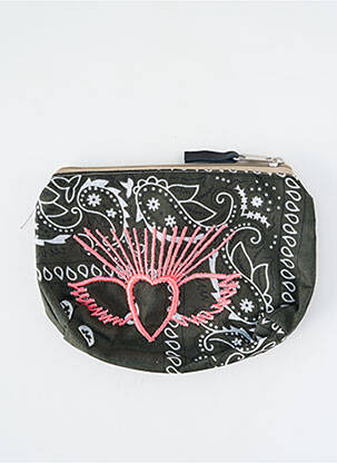 Porte-monnaie broderie vert FLEUR DE PIRATE femme