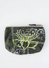 Porte-monnaie doublure textile vert FLEUR DE PIRATE femme