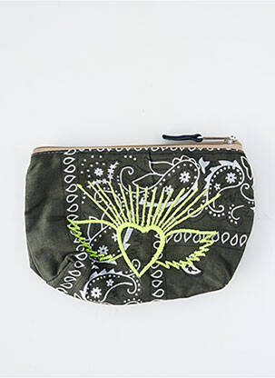 Porte-monnaie doublure textile vert FLEUR DE PIRATE femme