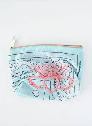 Porte-monnaie doublure textile bleu FLEUR DE PIRATE femme