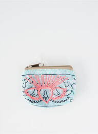 Porte-monnaie doublure textile bleu FLEUR DE PIRATE femme