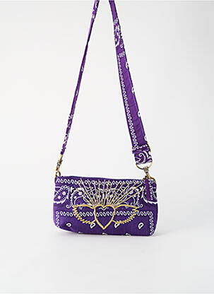 Sac doublure textile forme rectangulaire violet FLOWER MARKET femme